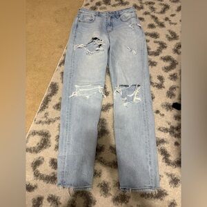 American Eagle Outfitters Light Blue Distressed Straight Leg Jeans